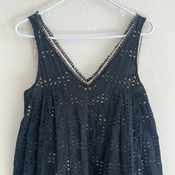 Anthropologie Maeve Eyelet Black Mini Dress - Picture 3 of 9